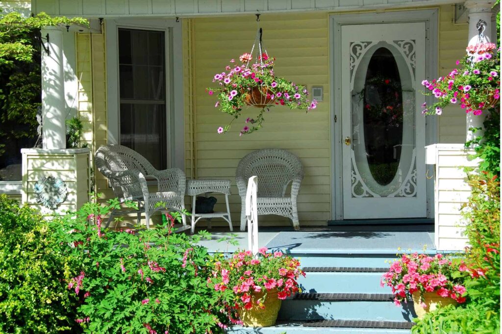 Front Porch Hanging flowers Baskets